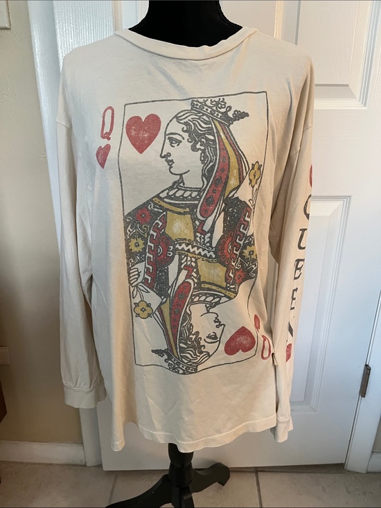 Daydreamer Tops - Daydreamer Free People Queen of Hearts long sleeve T-shirt cotton arm spellout L